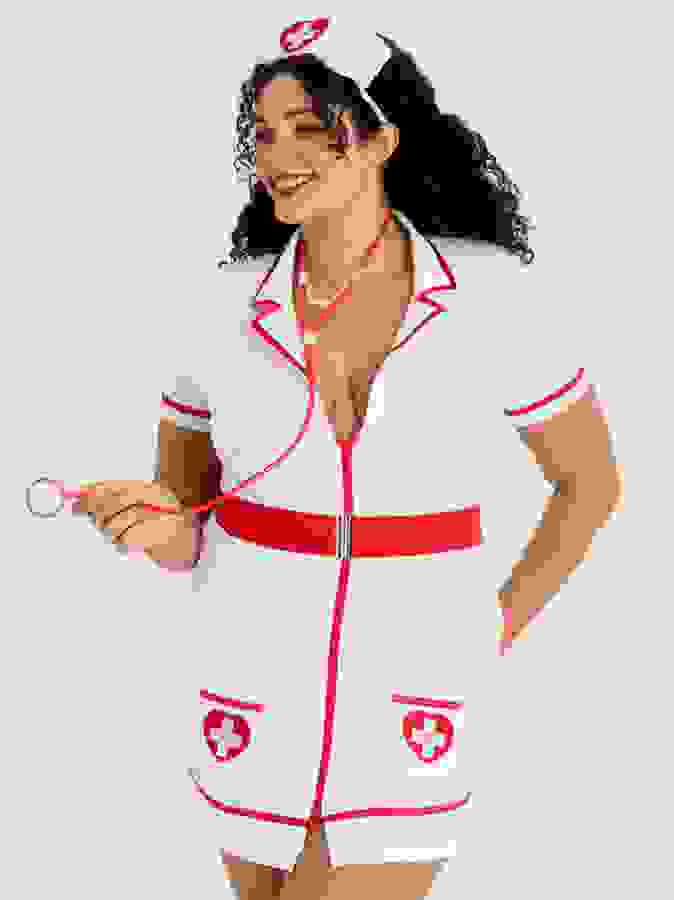 Lovehoney Fantasy Plus Size Nurse Costume, White, hi-res